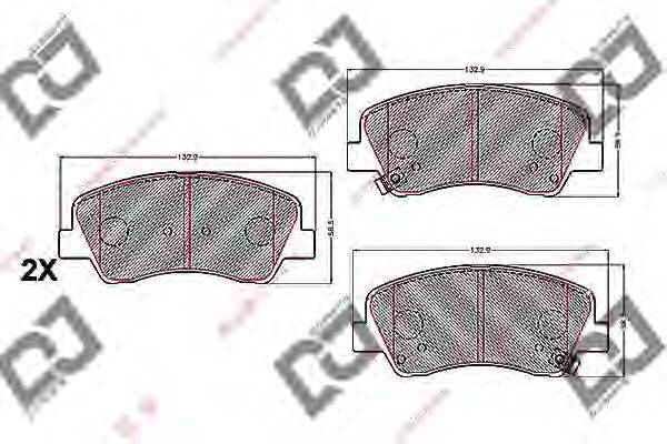 Комплект тормозных колодок, дисковый тормоз DJ PARTS BP2215