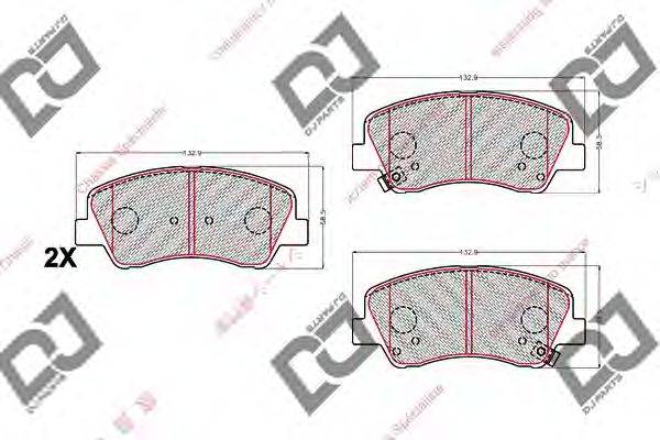Комплект тормозных колодок, дисковый тормоз DJ PARTS BP2207