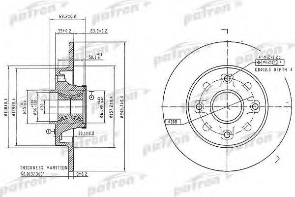 Тормозной диск PATRON PBD7016