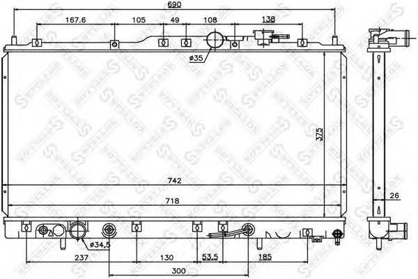 Радиатор, охлаждение двигателя STELLOX 10-26764-SX