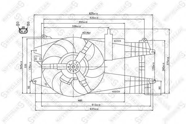 Вентилятор, охлаждение двигателя STELLOX 29-99058-SX
