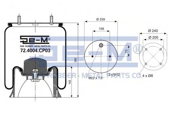 Кожух пневматической рессоры SEM LASTIK 72.4004.CP03