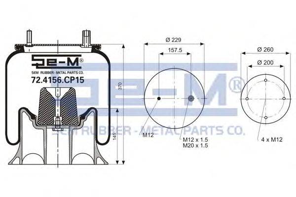Кожух пневматической рессоры SEM LASTIK 72.4156.CP15