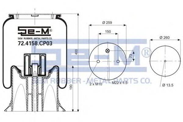 Кожух пневматической рессоры SEM LASTIK 72.4158.CP03