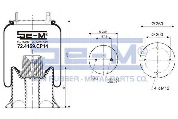 Кожух пневматической рессоры SEM LASTIK 72.4159.CP14