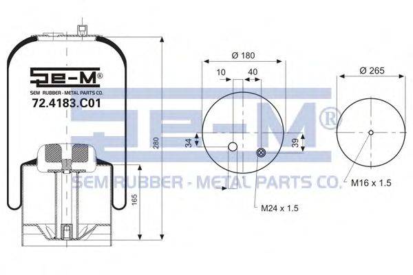 Кожух пневматической рессоры SEM LASTIK 72.4183.C01