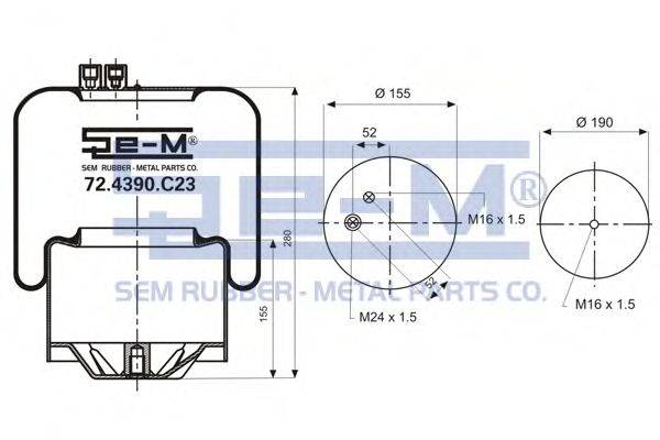 Кожух пневматической рессоры SEM LASTIK 72.4390.C23