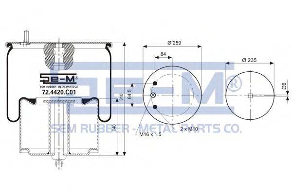 Кожух пневматической рессоры SEM LASTIK 72.4420.C01