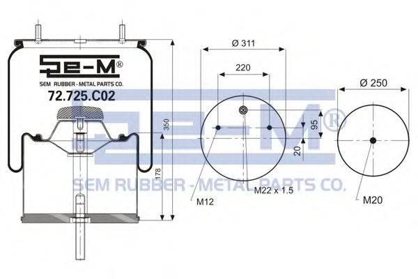 Кожух пневматической рессоры SEM LASTIK 72.725.C02