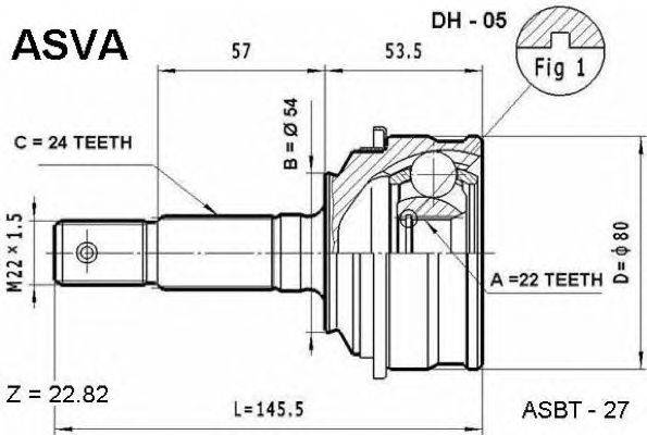 Шарнирный комплект, приводной вал ASVA DH-05