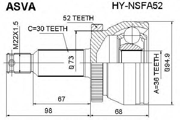 Шарнирный комплект, приводной вал ASVA HYNSFA52