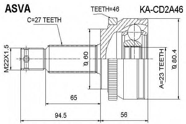 Шарнирный комплект, приводной вал ASVA KA-CD2A46