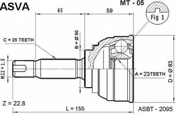 Шарнирный комплект, приводной вал ASVA MT-05