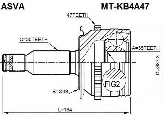 Шарнирный комплект, приводной вал ASVA MTKB4A47
