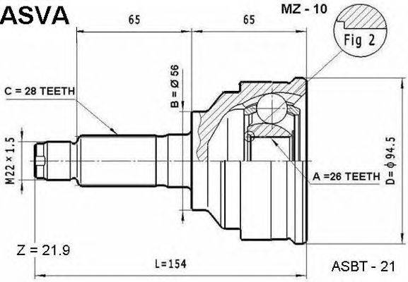 Шарнирный комплект, приводной вал ASVA MZ-10