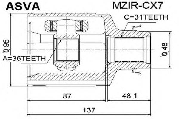 Шарнирный комплект, приводной вал ASVA MZIRCX7