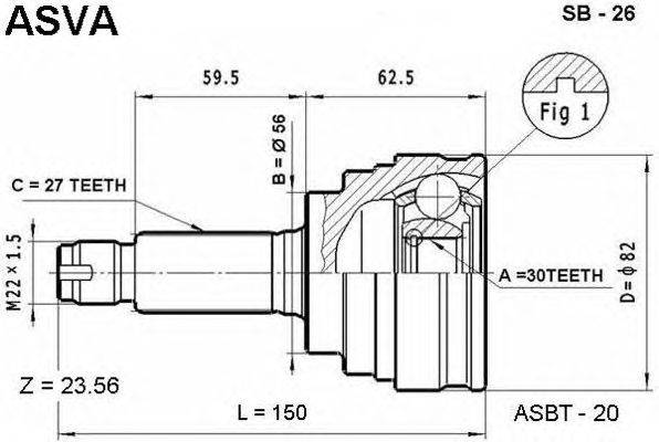 Шарнирный комплект, приводной вал ASVA SB-26