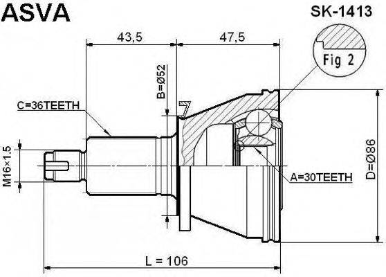 Шарнирный комплект, приводной вал ASVA SK-1413