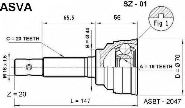 Шарнирный комплект, приводной вал ASVA SZ01