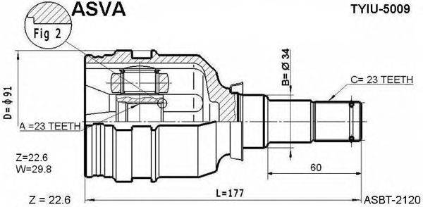 Шарнирный комплект, приводной вал ASVA TYIU5009