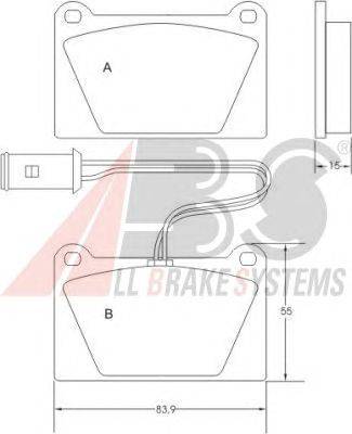 Комплект тормозных колодок, дисковый тормоз A.B.S. 20754