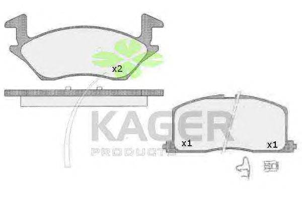 Комплект тормозных колодок, дисковый тормоз KAGER 35-0598