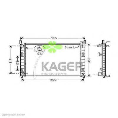 Радиатор, охлаждение двигателя KAGER 310364