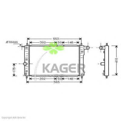 Радиатор, охлаждение двигателя KAGER 312556