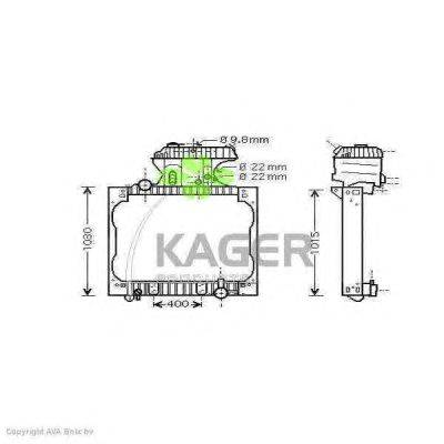 Радиатор, охлаждение двигателя KAGER 312639