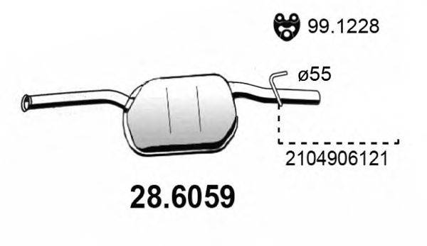 Средний глушитель выхлопных газов ASSO 286059