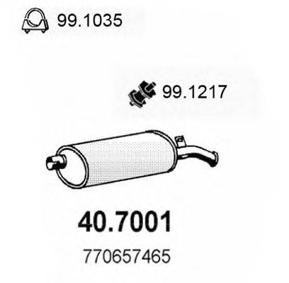 Глушитель выхлопных газов конечный ASSO 407001