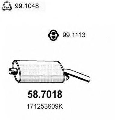 Глушитель выхлопных газов конечный ASSO 58.7018