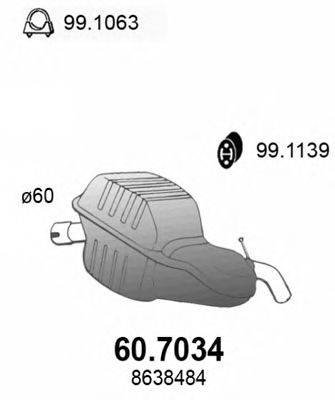 Глушитель выхлопных газов конечный ASSO 60.7034