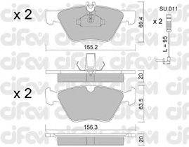Комплект тормозных колодок, дисковый тормоз CIFAM 822-252-0K