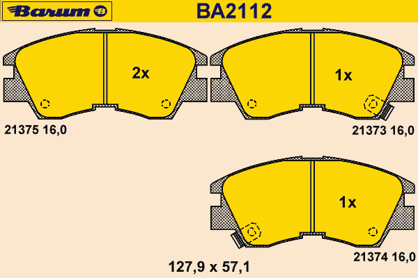 Комплект тормозных колодок, дисковый тормоз BARUM BA2112