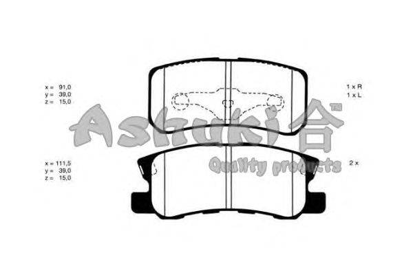 Комплект тормозных колодок, дисковый тормоз ASHUKI 10830105