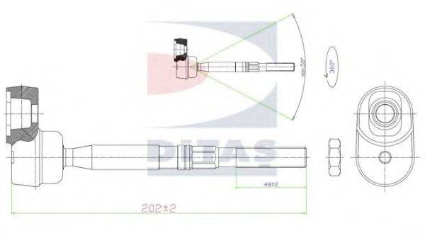 Осевой шарнир, рулевая тяга DITAS A2-5406