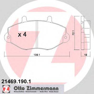 Комплект тормозных колодок, дисковый тормоз ZIMMERMANN 214691901