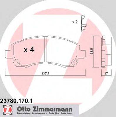 Комплект тормозных колодок, дисковый тормоз ZIMMERMANN 23781