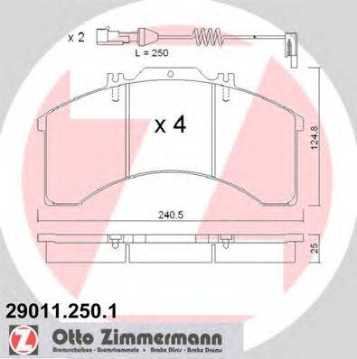 Комплект тормозных колодок, дисковый тормоз ZIMMERMANN 29011.250.1
