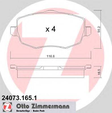Комплект тормозных колодок, дисковый тормоз ZIMMERMANN 240731651