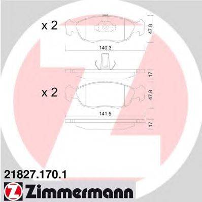 Комплект тормозных колодок, дисковый тормоз ZIMMERMANN 21827