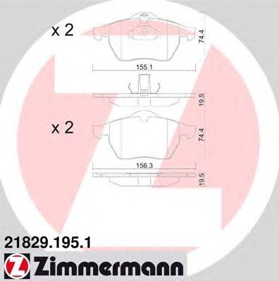 Комплект тормозных колодок, дисковый тормоз ZIMMERMANN 21829