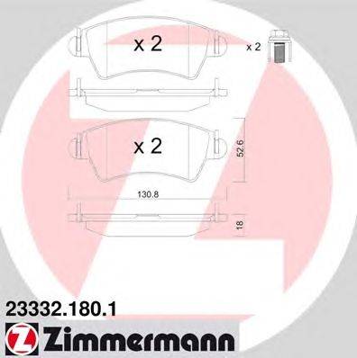 Комплект тормозных колодок, дисковый тормоз ZIMMERMANN 233321801