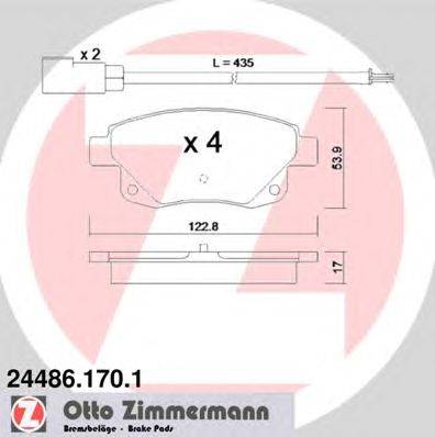 Комплект тормозных колодок, дисковый тормоз ZIMMERMANN 244861701