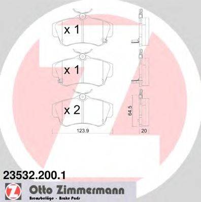 Комплект тормозных колодок, дисковый тормоз ZIMMERMANN 23534