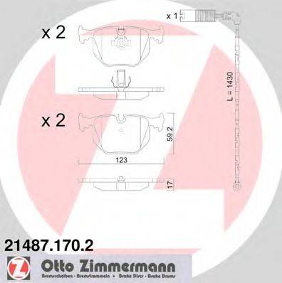 Комплект тормозных колодок, дисковый тормоз ZIMMERMANN 214871702