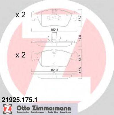 Комплект тормозных колодок, дисковый тормоз ZIMMERMANN 219251751
