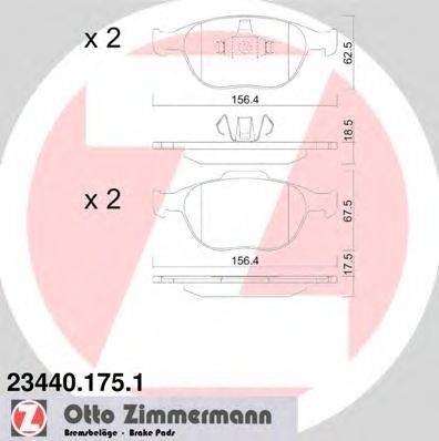 Комплект тормозных колодок, дисковый тормоз ZIMMERMANN 23440