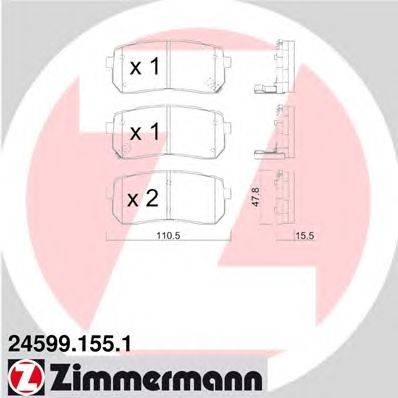 Комплект тормозных колодок, дисковый тормоз ZIMMERMANN 245991551